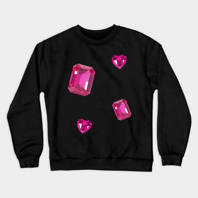 pink bedazzled gems heart shaped realistic sticker set Crewneck Sweatshirt by Asilynn